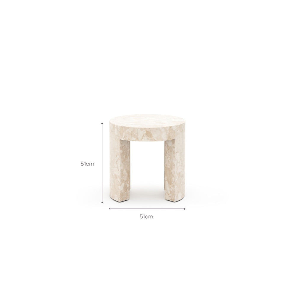 Arno Round Side Table - Kunis Breccia Marble - Side Tables Loom Collection Loom Collection Dubai