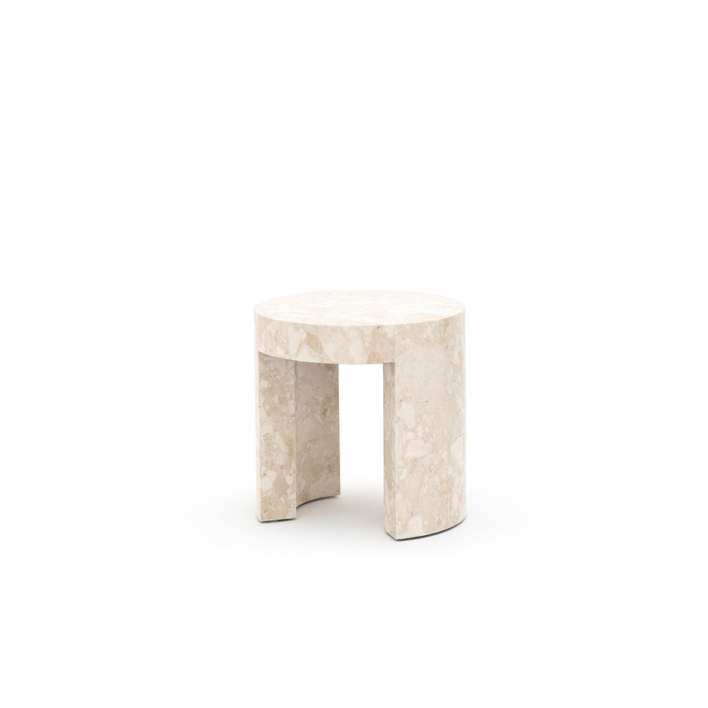 Arno Round Side Table - Kunis Breccia Marble - Side Tables Loom Collection Loom Collection Dubai