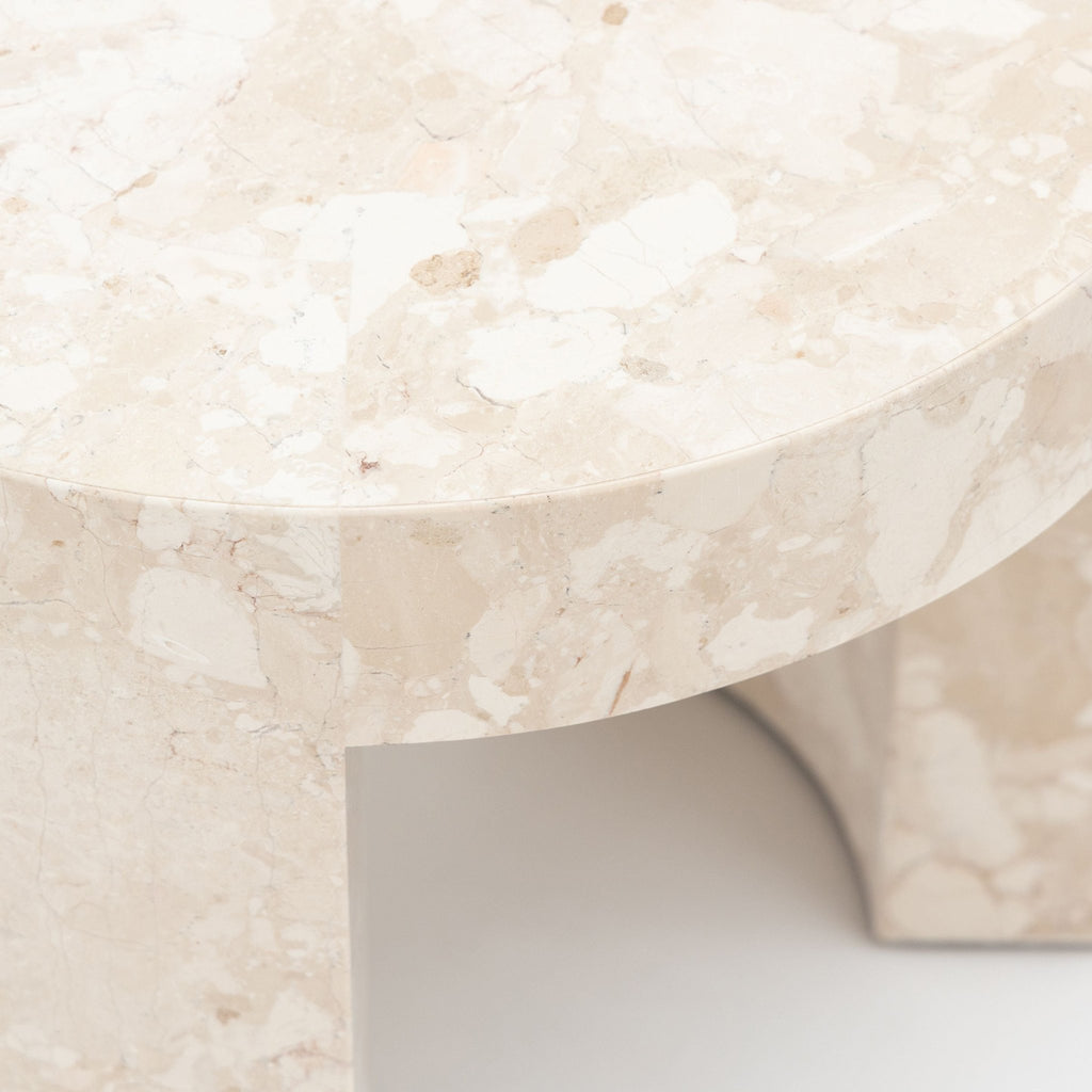 Arno Round Side Table - Kunis Breccia Marble - Side Tables Loom Collection Loom Collection Dubai