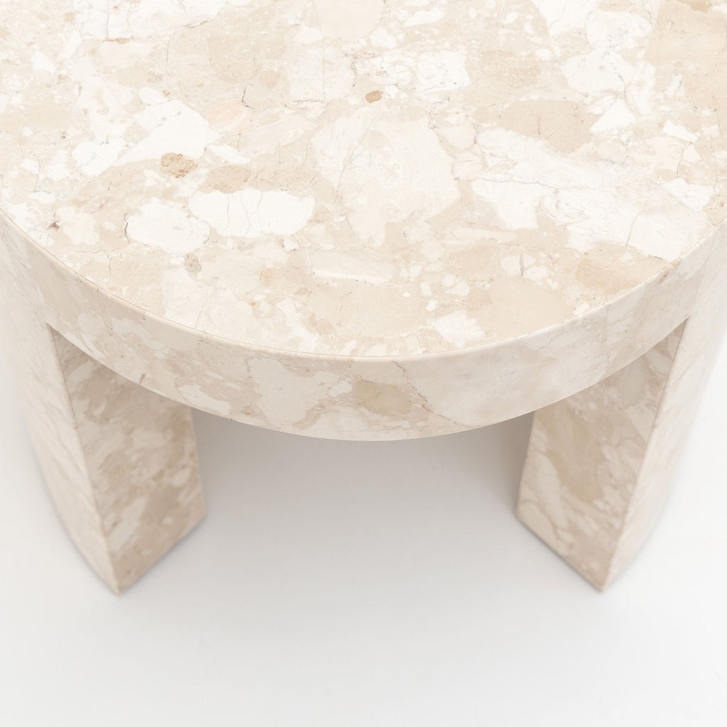 Arno Round Side Table - Kunis Breccia Marble - Side Tables Loom Collection Loom Collection Dubai