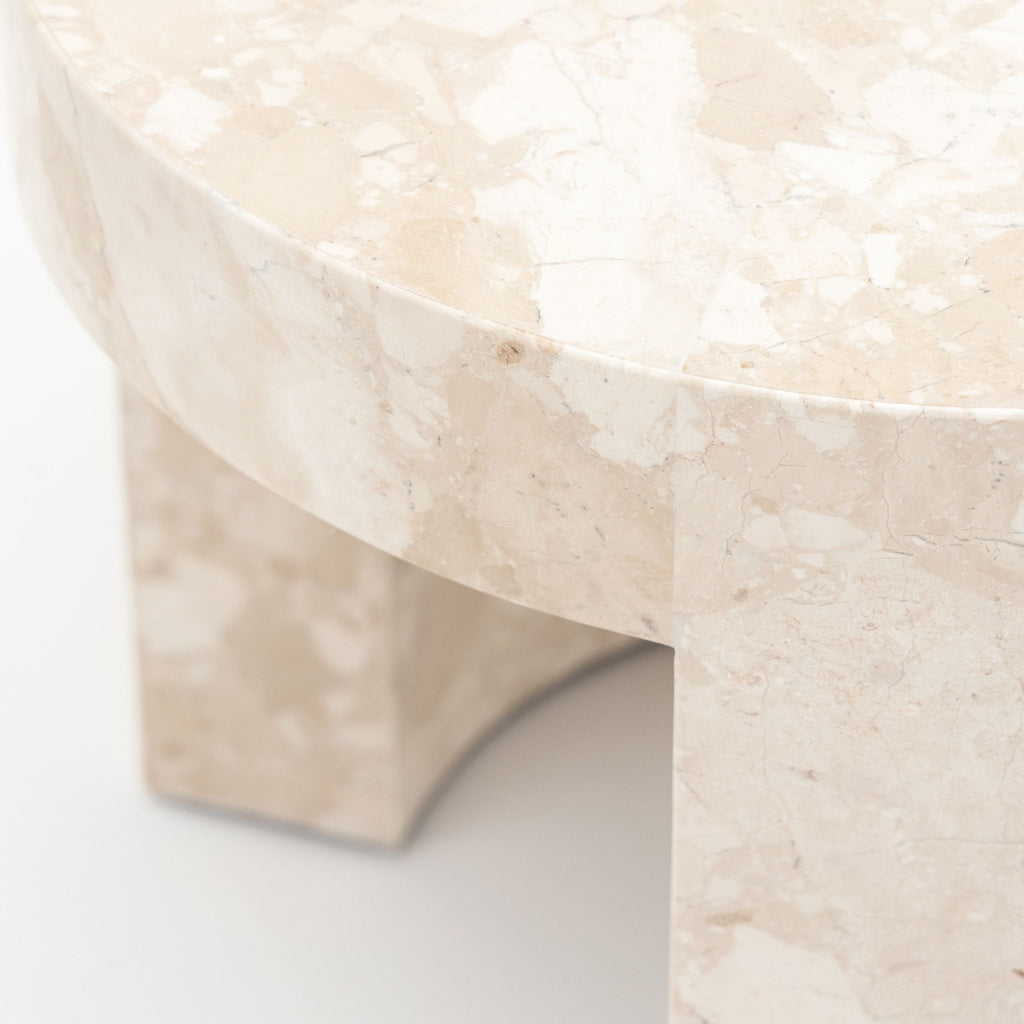 Arno Round Side Table - Kunis Breccia Marble - Side Tables Loom Collection Loom Collection Dubai