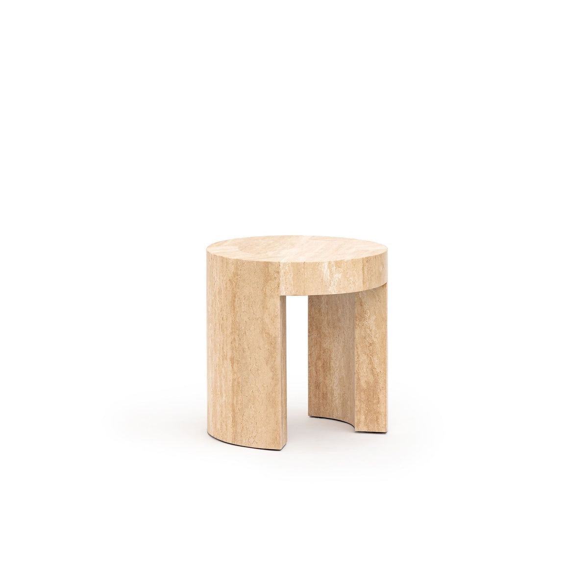 Arno Round Side Table - Travertine - Side Tables Loom Collection Loom Collection Dubai