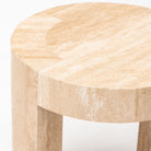 Arno Round Side Table - Travertine - Side Tables Loom Collection Loom Collection Dubai