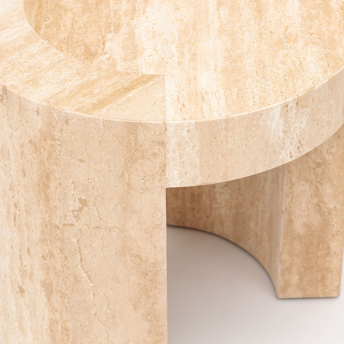 Arno Round Side Table - Travertine - Side Tables Loom Collection Loom Collection Dubai