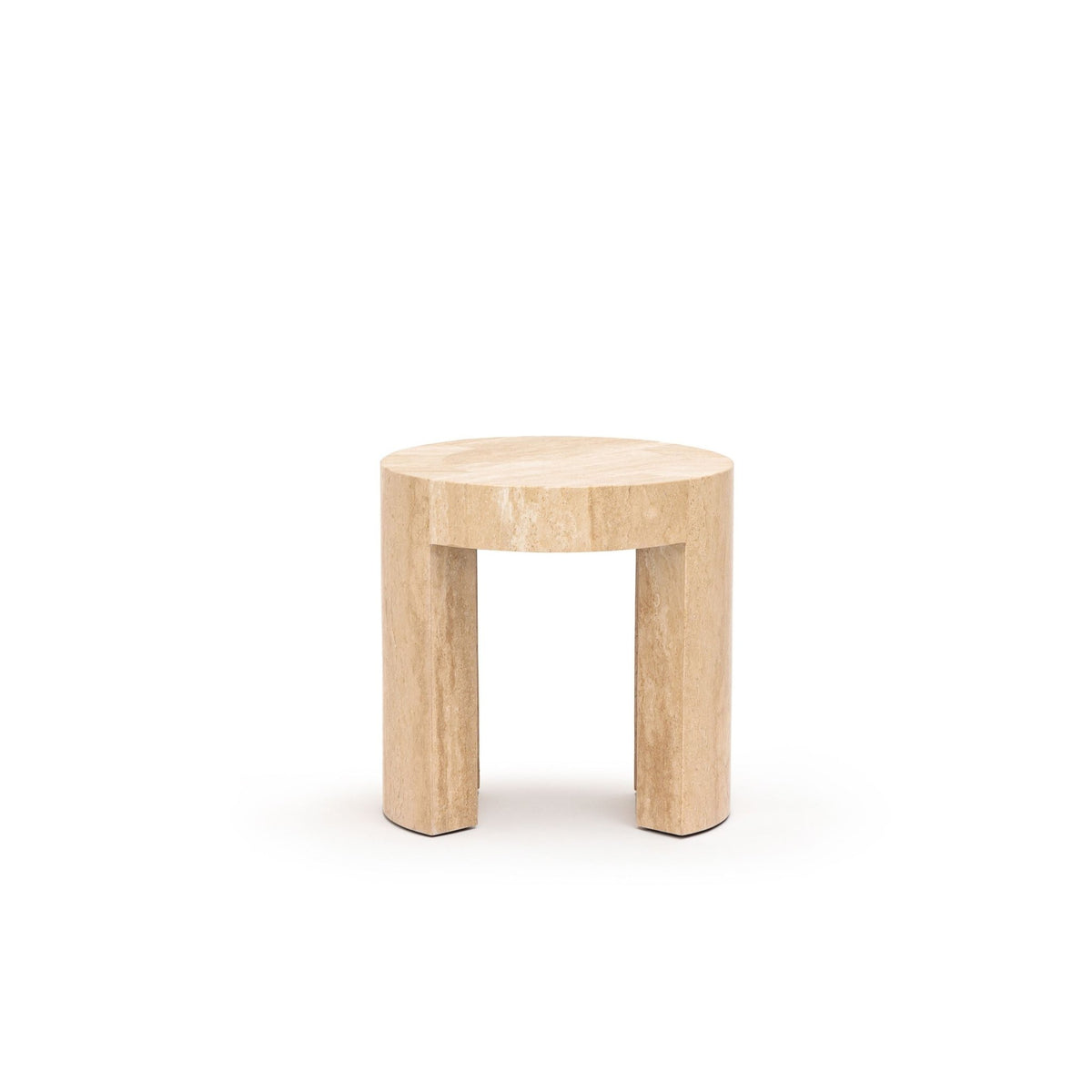 Arno Round Side Table - Travertine - Side Tables Loom Collection Loom Collection Dubai