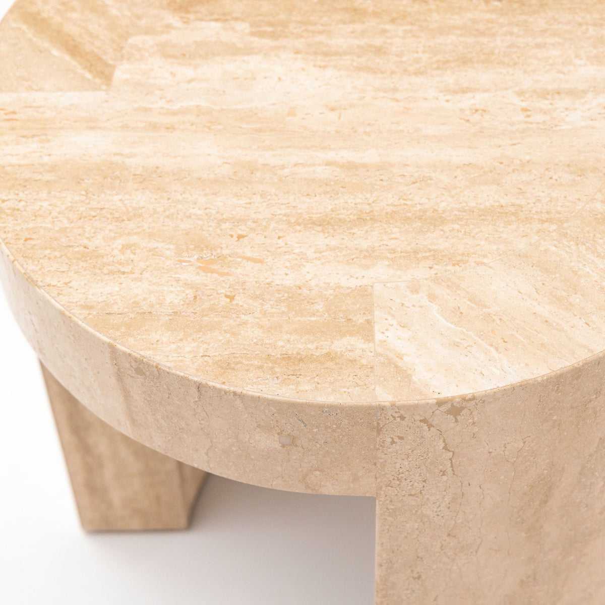 Arno Round Side Table - Travertine - Side Tables Loom Collection Loom Collection Dubai