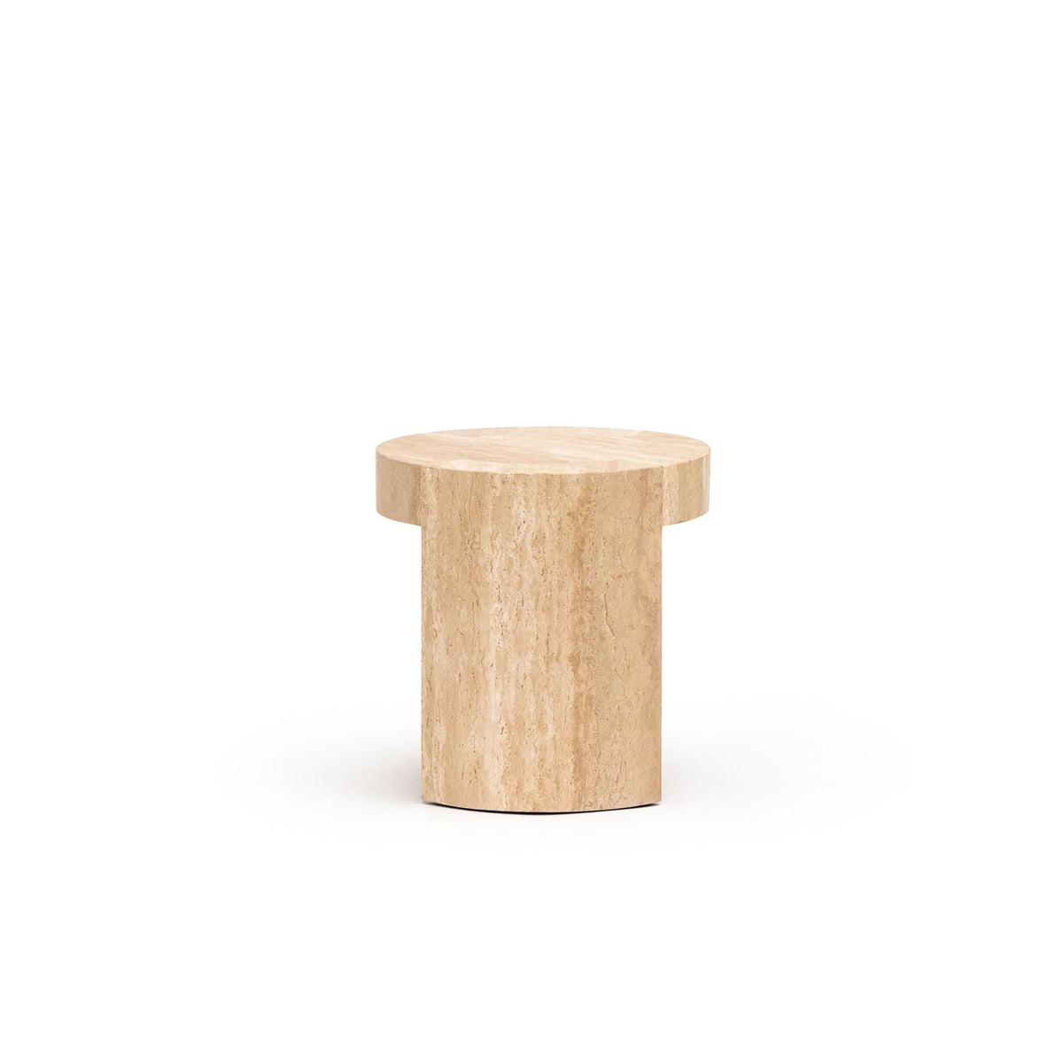 Arno Round Side Table - Travertine - Side Tables Loom Collection Loom Collection Dubai