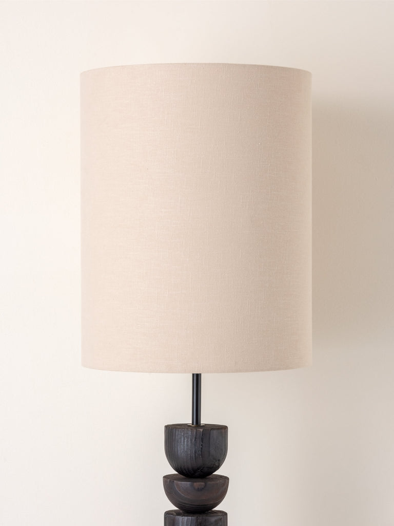 Aska - Charred Wood And Natural Linen Floor Lamp.