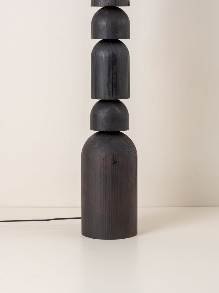 Aska - Charred Wood And Natural Linen Floor Lamp.