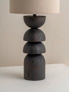 Aska - Small Charred Wood And Natural Linen Table Lamp