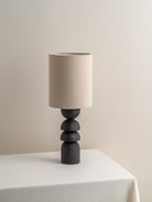 Aska - Small Charred Wood And Natural Linen Table Lamp