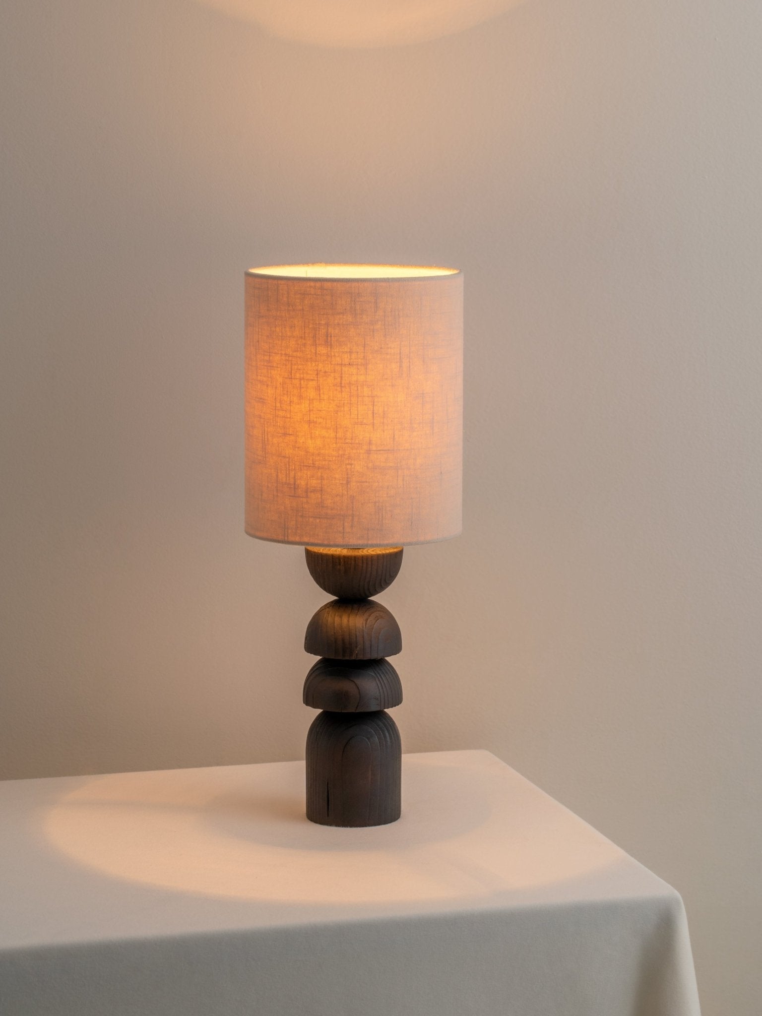 Aska - Small Charred Wood And Natural Linen Table Lamp - Loom