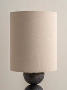 Aska - Small Charred Wood And Natural Linen Table Lamp