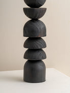 Aska - Tall Charred Wood And Natural Linen Table Lamp