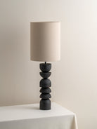 Aska - Tall Charred Wood And Natural Linen Table Lamp