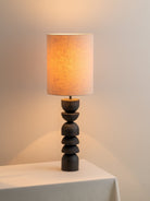 Aska - Tall Charred Wood And Natural Linen Table Lamp