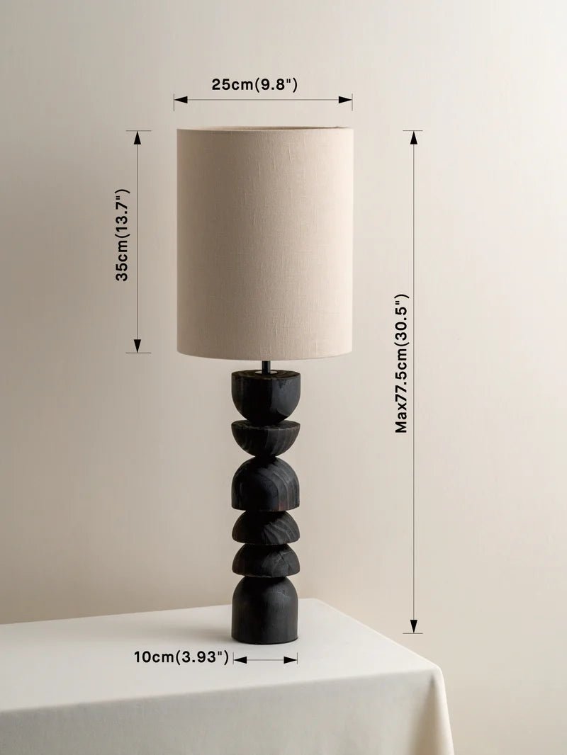 Aska - Tall Charred Wood And Natural Linen Table Lamp