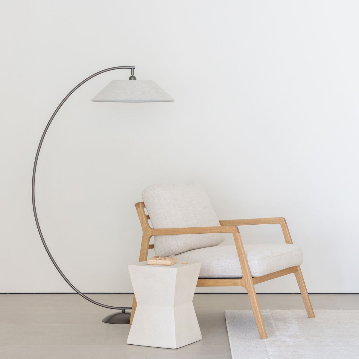 Atrium Stool - Cemento White - Side Tables Loom Collection Loom Collection Dubai