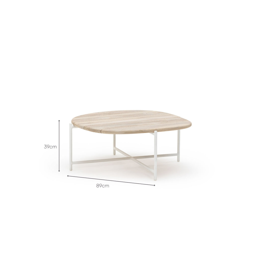 Azure - Coffee Table - Stonewhite & Teak - Coffee Tables Loom Collection Loom Collection Dubai