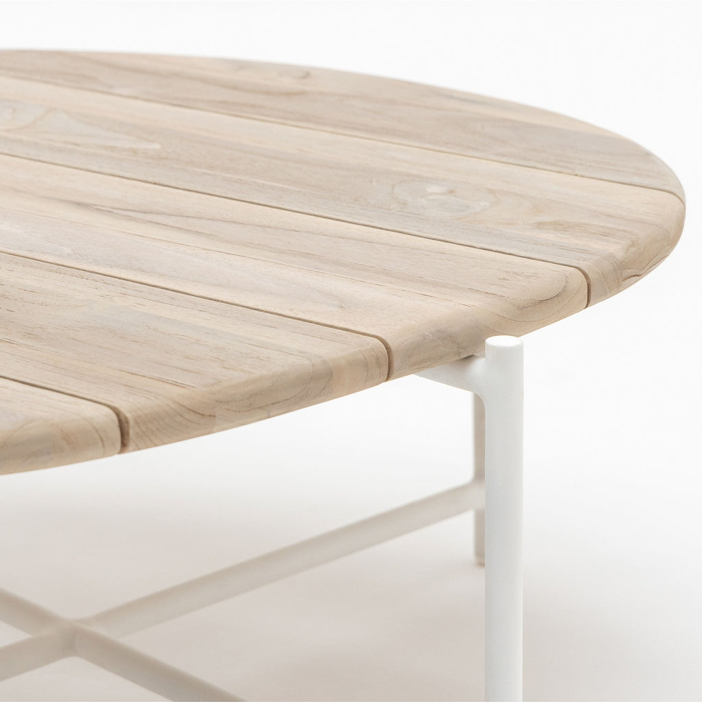 Azure - Coffee Table - Stonewhite & Teak - Coffee Tables Loom Collection Loom Collection Dubai