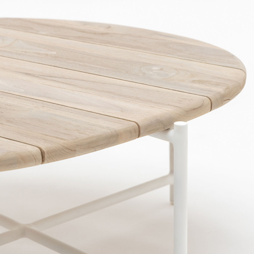 Azure - Coffee Table - Stonewhite & Teak - Coffee Tables Loom Collection Loom Collection Dubai