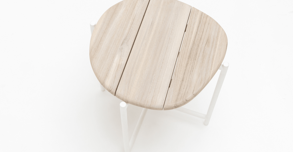 Azure - Side Table - Stonewhite & Teak - Loom Collection