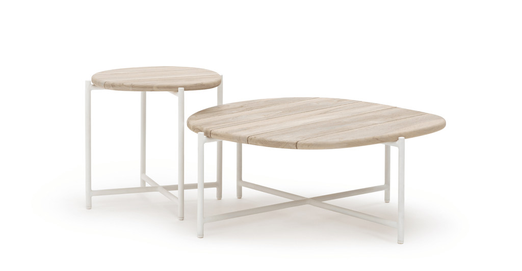 Azure - Side Table - Stonewhite & Teak - Loom Collection