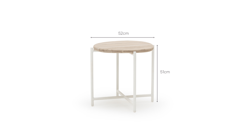 Azure - Side Table - Stonewhite & Teak - Loom Collection