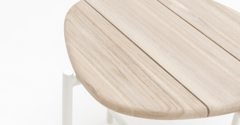 Azure - Side Table - Stonewhite & Teak - Loom Collection