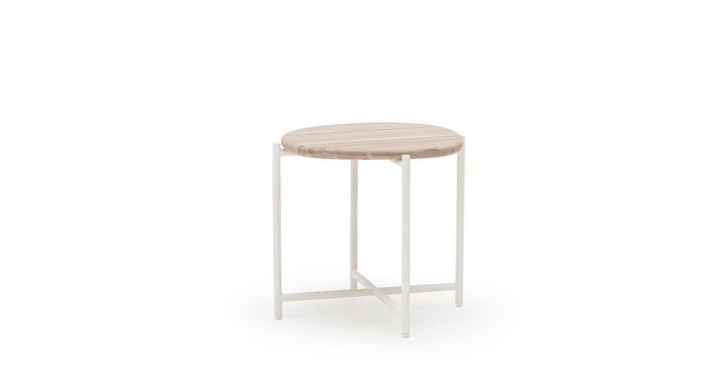 Azure - Side Table - Stonewhite & Teak - Loom Collection