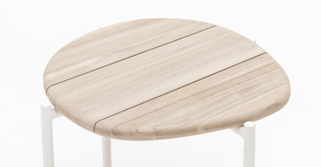 Azure - Side Table - Stonewhite & Teak - Loom Collection