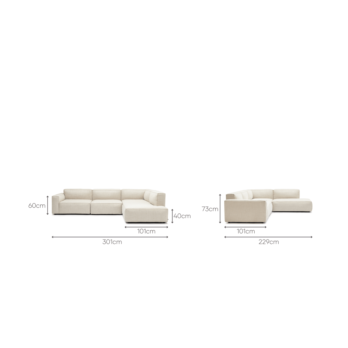 Baker Corner Sofa Set - Oatmeal - Modular Sofas Tolv Loom Collection Dubai