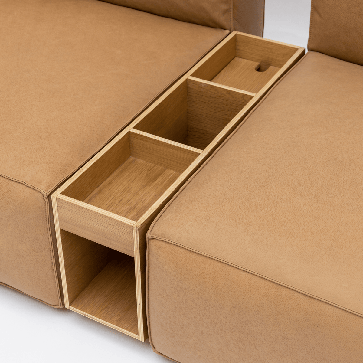 Baker Corner Sofa With Storage - Pecan Leather - Sectional Sofas Tolv Loom Collection Dubai