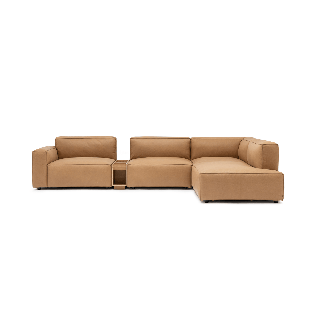 Baker Corner Sofa With Storage - Pecan Leather - Sectional Sofas Tolv Loom Collection Dubai