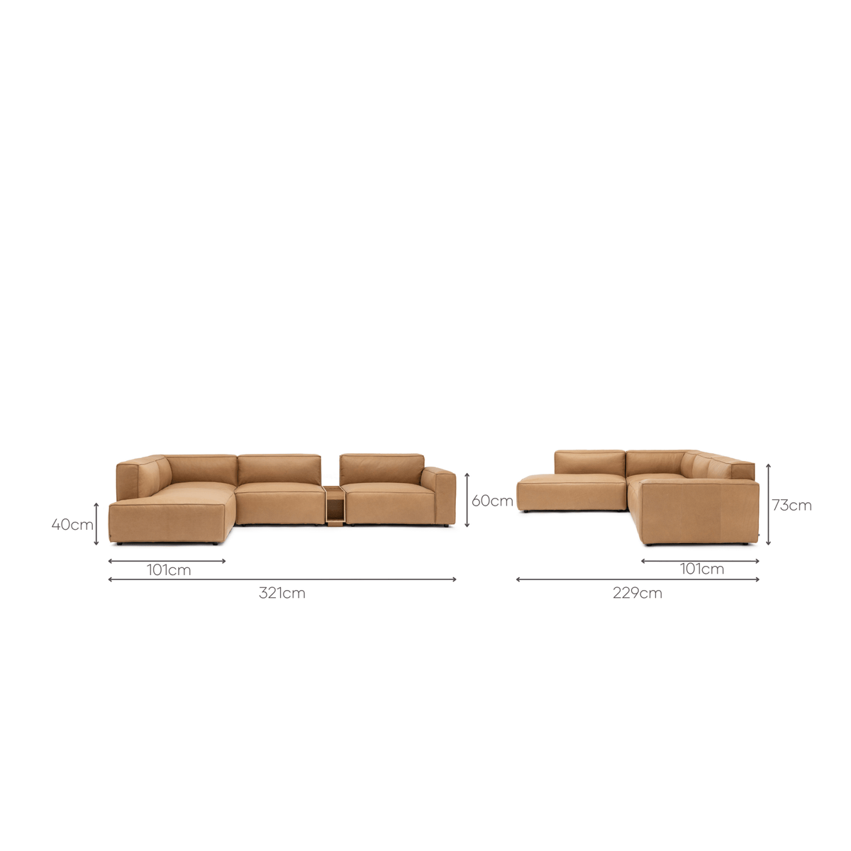 Baker Corner Sofa With Storage - Pecan Leather - Sectional Sofas Tolv Loom Collection Dubai