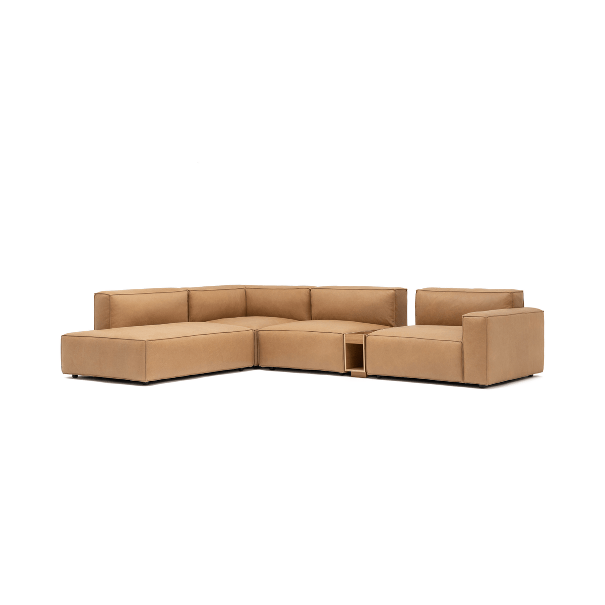 Baker Corner Sofa With Storage - Pecan Leather - Sectional Sofas Tolv Loom Collection Dubai