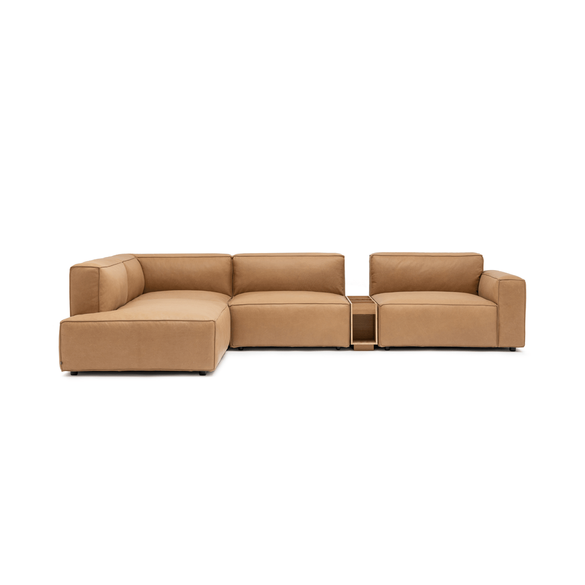 Baker Corner Sofa With Storage - Pecan Leather - Sectional Sofas Tolv Loom Collection Dubai