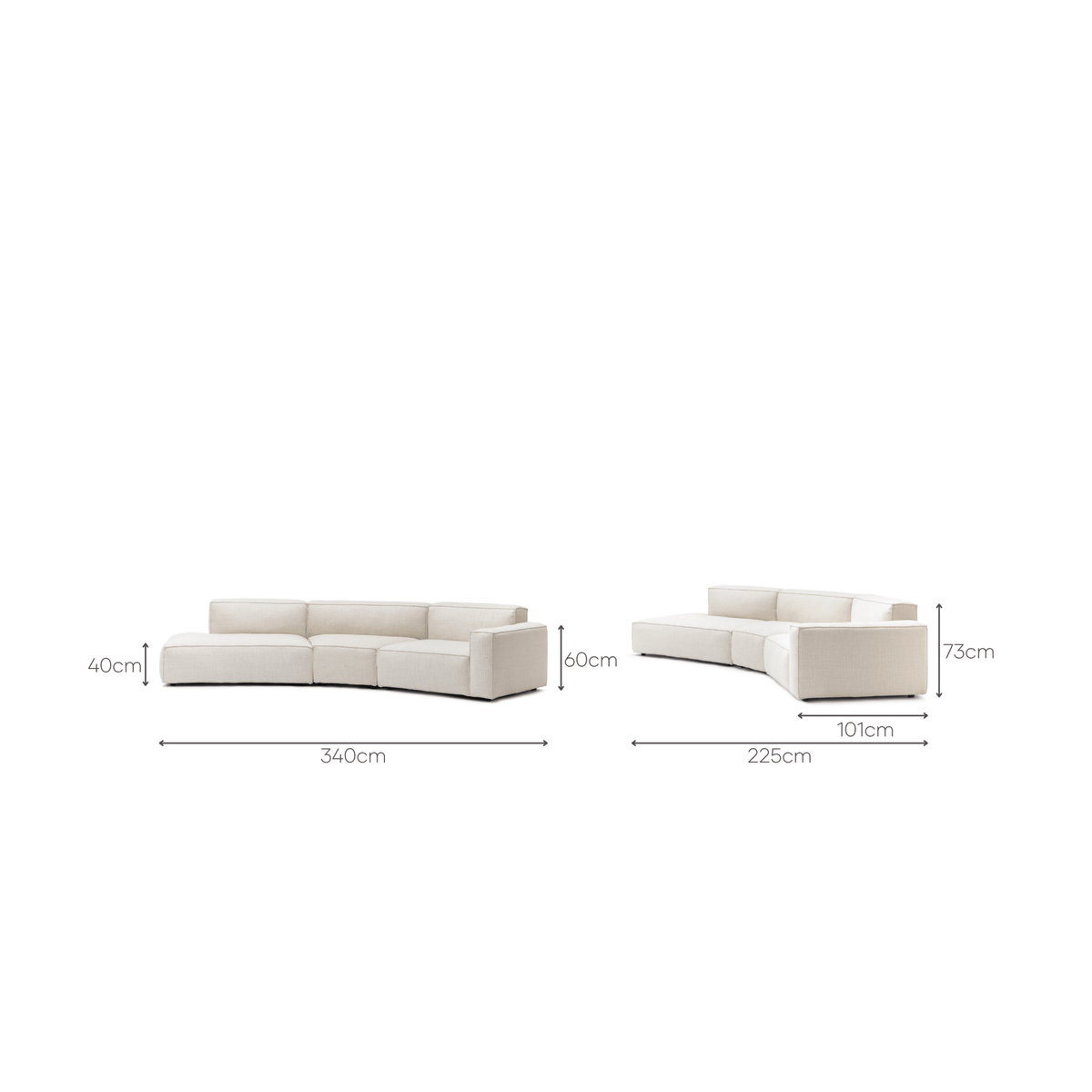 Baker Curved Open Sofa - Oatmeal - Curved Sofas Tolv Loom Collection Dubai