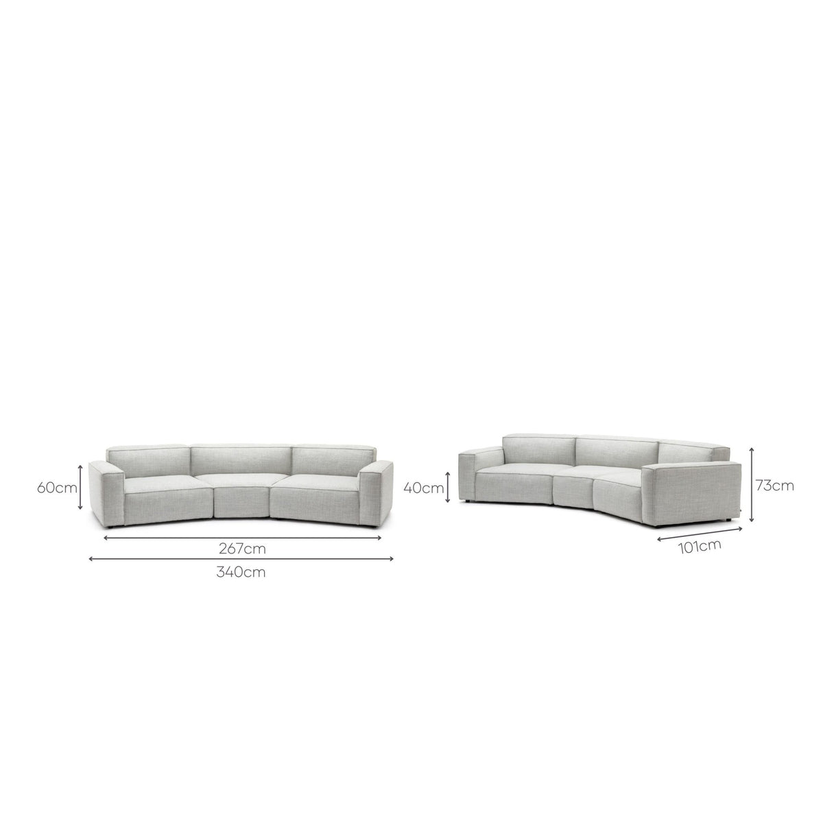 Baker Curved Sofa - Diamond - Curved Sofas Tolv Loom Collection Dubai