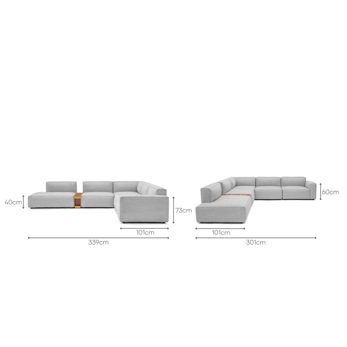 Baker Large Corner Sofa Set With Storage Table - Diamond - Modular Sofas Tolv Loom Collection Dubai