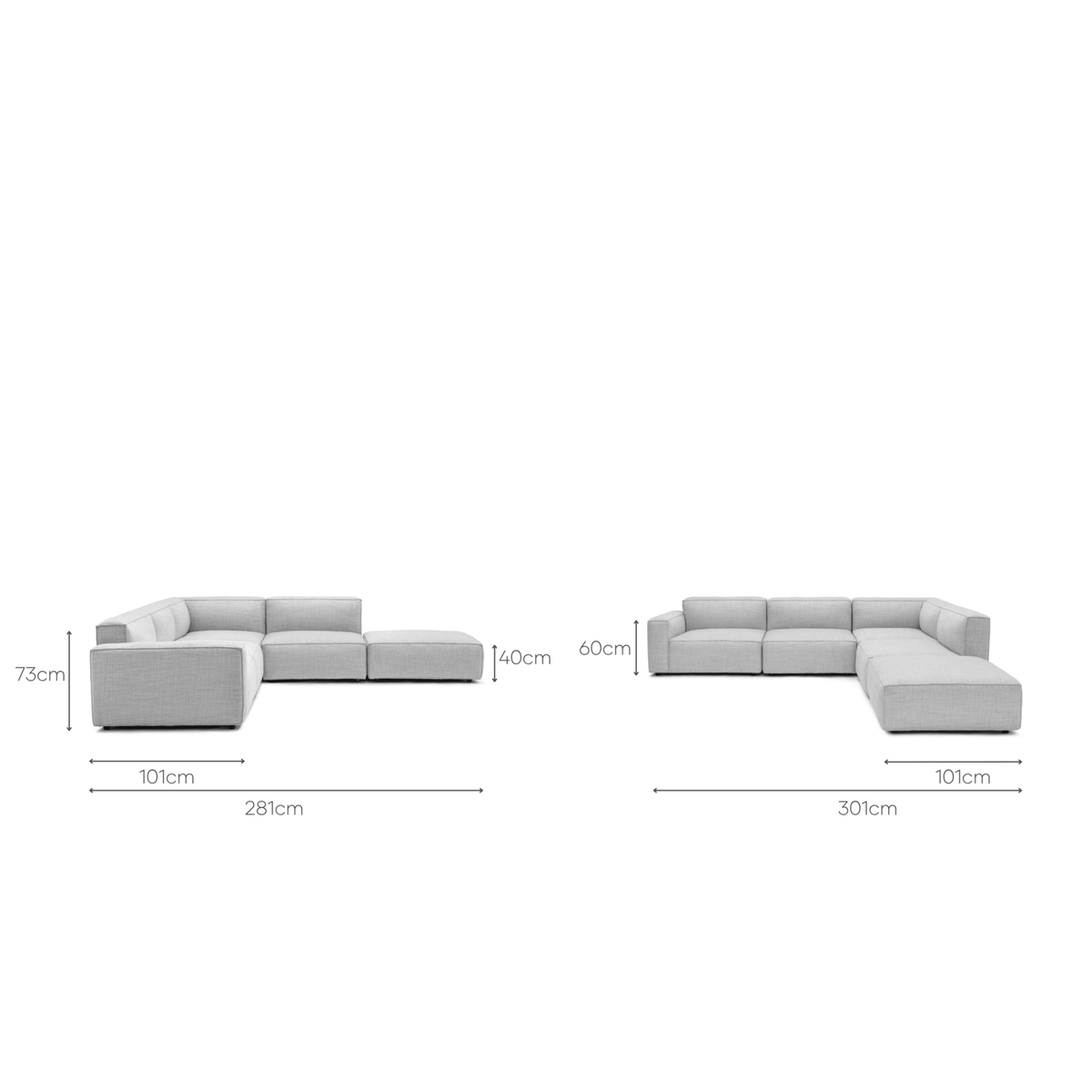Baker Large Corner Sofa With Ottoman - Diamond - Modular Sofas Tolv Loom Collection Dubai