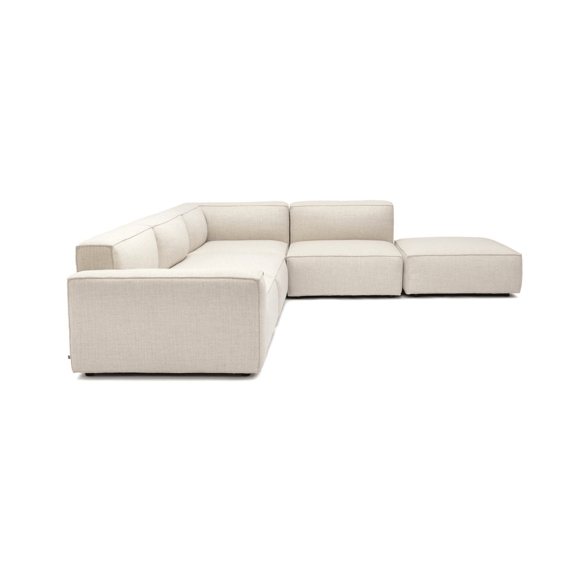 Baker Large Corner Sofa With Ottoman - Oatmeal - Sectional Sofas Tolv Loom Collection Dubai
