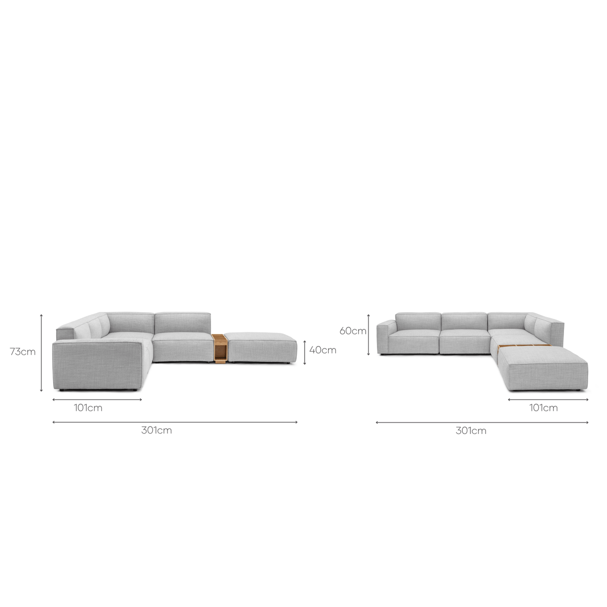 Baker Large Corner Sofa With Ottoman & Storage - Diamond - Modular Sofas Tolv Loom Collection Dubai