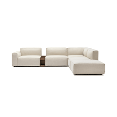 Baker Large Corner Sofa With Ottoman & Storage - Oatmeal - Sectional Sofas Tolv Loom Collection Dubai