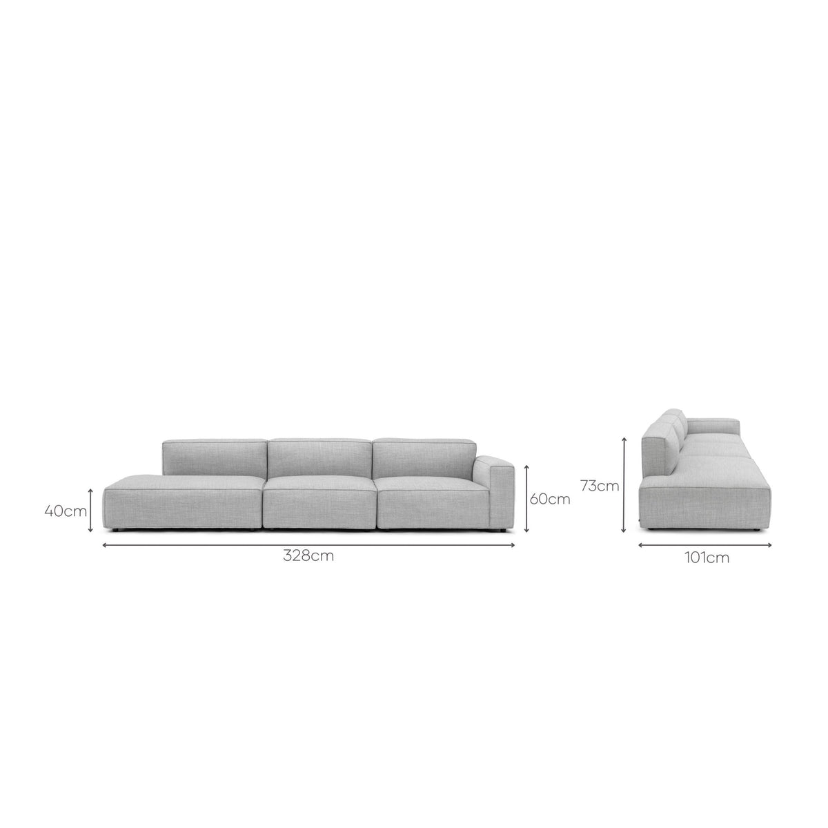 Baker Large Open End Sofa - Diamond - Modular Sofas Tolv Loom Collection Dubai