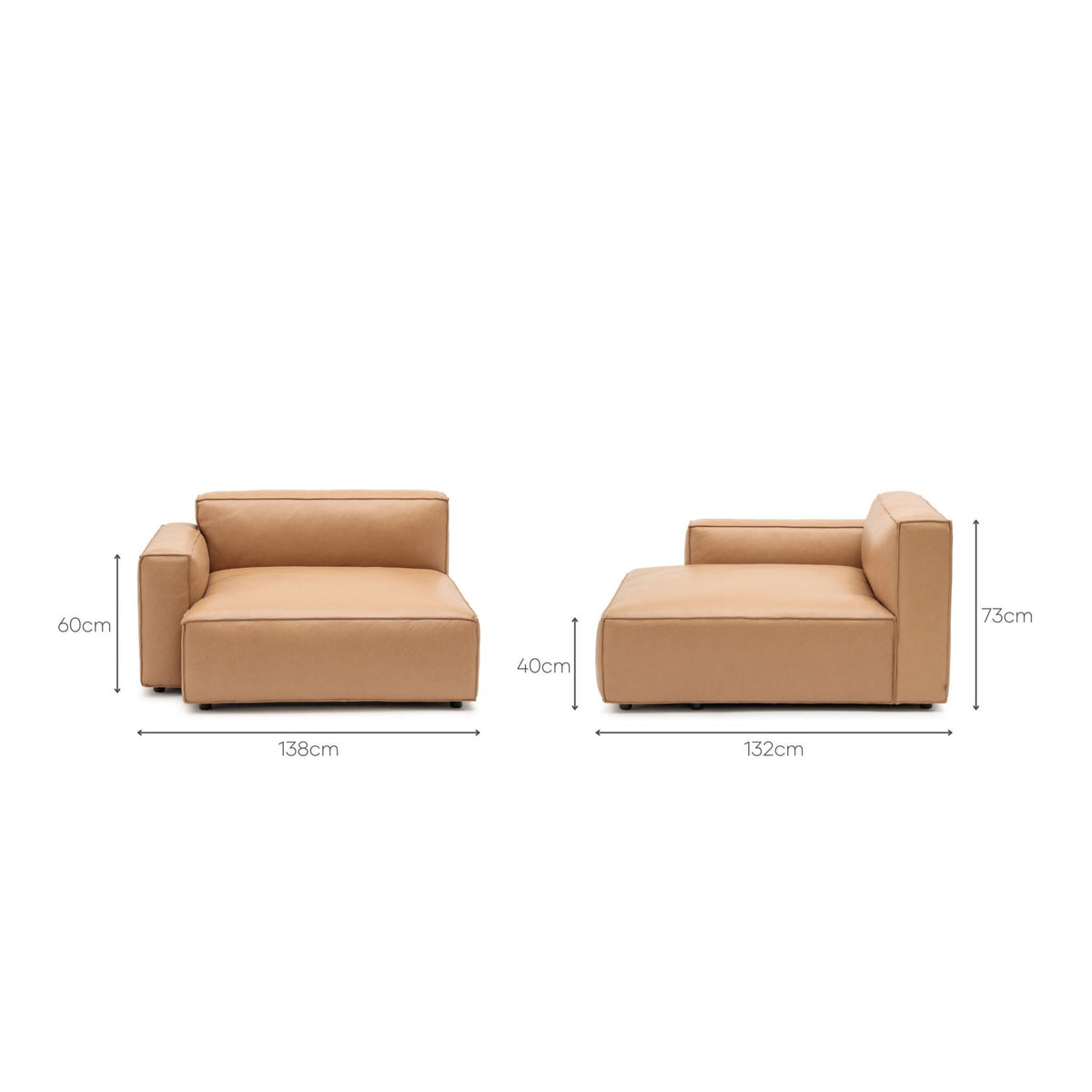 Baker Mega Left Arm - Pecan Leather - Modular Sofas Tolv Loom Collection Dubai