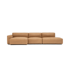 Baker Mega Lounge Sofa Set- Pecan Leather - Sectional Sofas Tolv Loom Collection Dubai