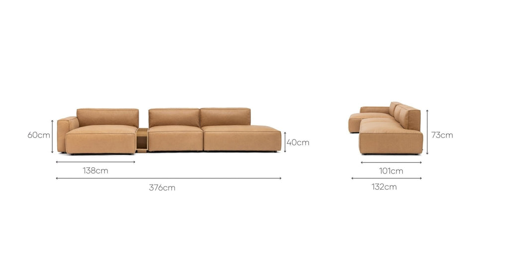 BAKER MEGA LOUNGE SOFA WITH STORAGE - MONTANA TAN LEATHER - THE LOOM COLLECTION