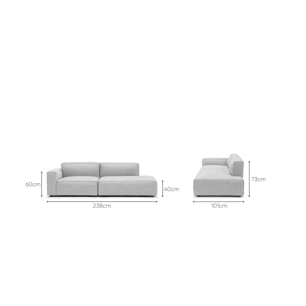 Baker Open End Sofa - Diamond - Sofas Tolv Loom Collection Dubai