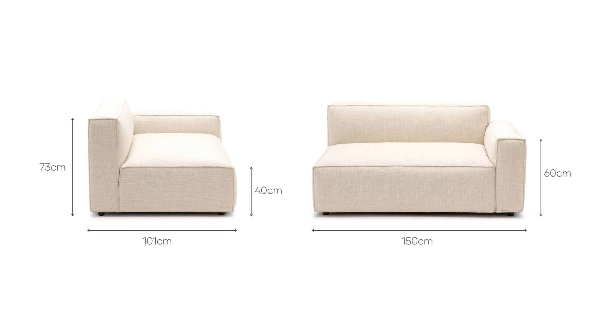 Baker Right Arm Wide Module Oatmeal Loom Collection